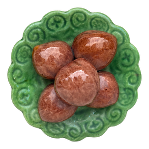 Small Portuguese Majolica Palissy Chesnuts Platter Caldas Da Rainha