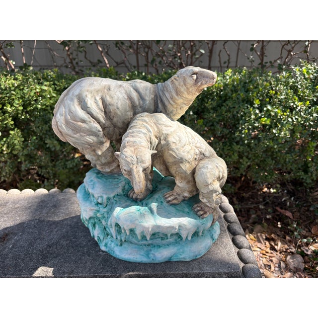 Continental Glazed Porcelain Polar Bear Sculpture. Offered is a beautifully sculpted Continental glazed porcelain...
