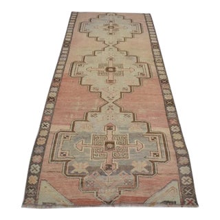 Triple Medallion Vintage Turkish Runner For Sale