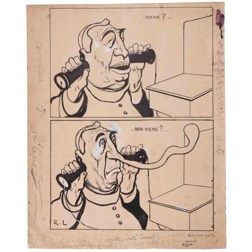 China ink, watercolor and white lead. Hand monogrammed "R.L." (Rata-Langa) lower left. Good condition. This piece is...