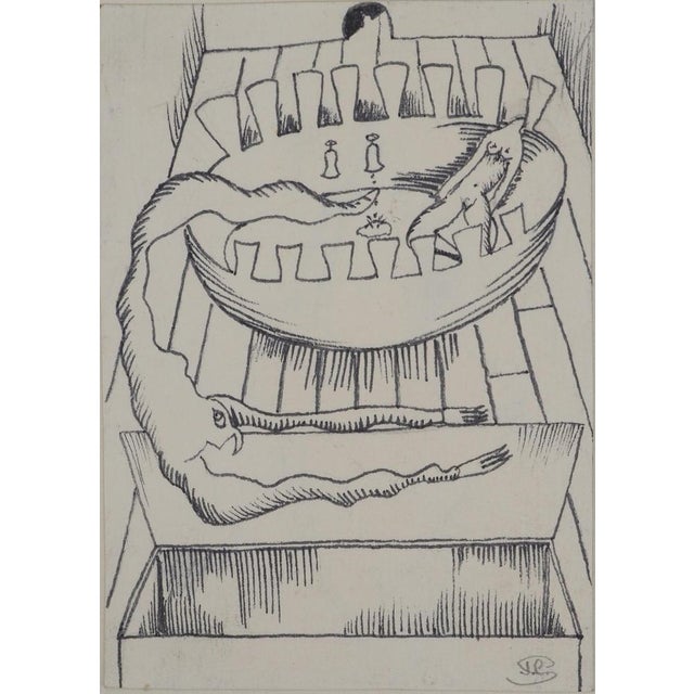Jean-claude silbermann (1935) the mysterious bird, 1964 original ink drawing signed in pencil at the bottom on thick paper...
