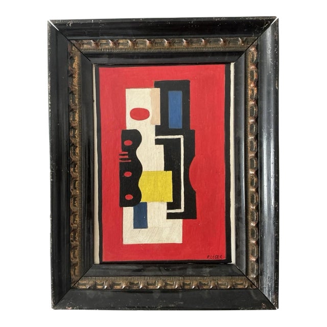 Homage to Fernand Leger Oil on Canvas, Cubist Style Painting For Sale