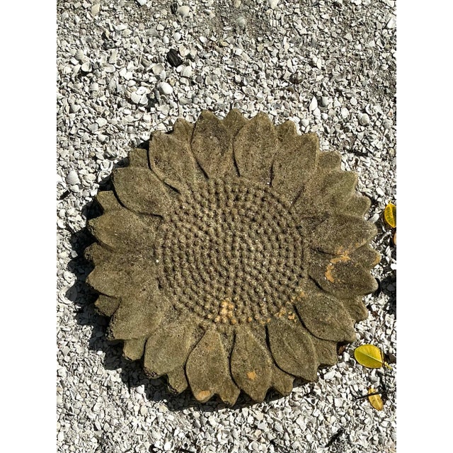 Sculpture Materials Vintage Patinated Sunflower Cast Concrete Pavers - Set of 3 For Sale - Image 7 of 10