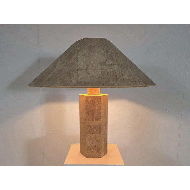 Hexagonal Cork Table Lamp by Ingo Maurer for Design M, 1974 For Sale - Image 3 of 6