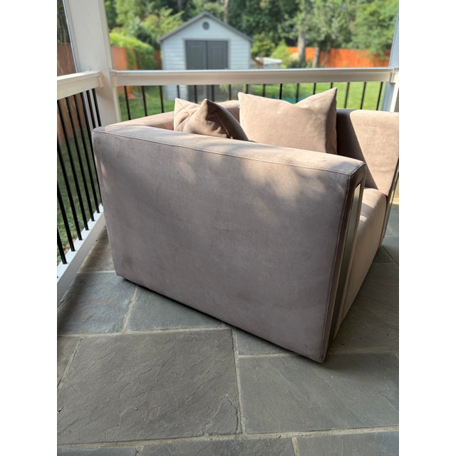 Suede Armchair in the Style of Minotti’s Suitcase Collection For Sale - Image 9 of 12