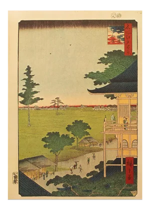 Utagawa Hiroshige "Spiral Hall, 500 Rakan Temple" 1940s Reproduction Print N49