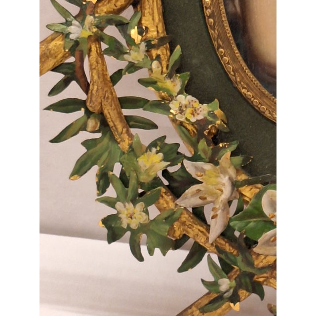 Antique Portrait Miniature Oil Painting Signed Rene With Cold Painted Frame For Sale - Image 10 of 14