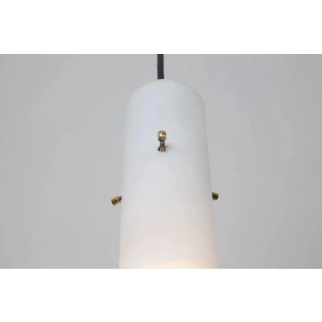 Large 1950s Glass and Brass Suspension Light Attributed to Stilnovo For Sale - Image 9 of 12