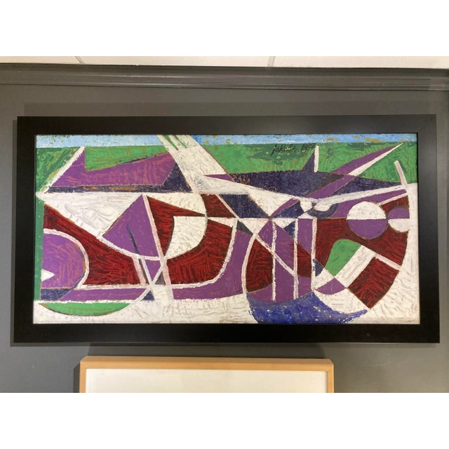 Abstract Expressionist Oil Painting on Board Signed “Jakobe 1956” For Sale - Image 12 of 12