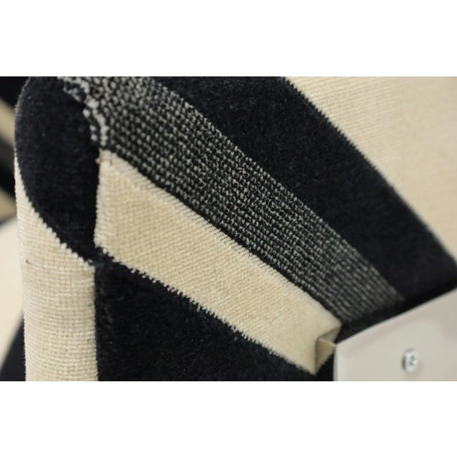 Attributed Milo Baughman T-Back Lounge Chairs in Kelly Wearstler Sereno Stripe Velvet, Mid-20th Century For Sale - Image 10 of 10