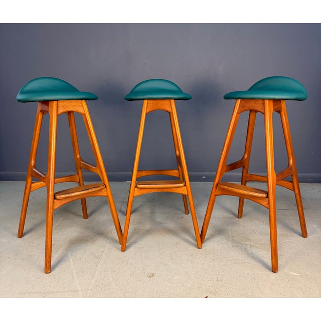 Trio of Model Od-61 Bar Stools by Erik Buch for o.d. Mobler, Denmark, C. 1960's For Sale In Philadelphia - Image 6 of 11