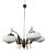 6-Light Chandelier in Brass, Wood and Opal Glass in the style of Stilnovo, 1950 For Sale