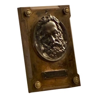 Antique 1885 French Heavy Cast Bronze Plaque – Victor Hugo High Relief Sculpture by René Rozet For Sale
