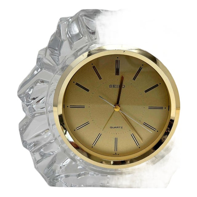 Vintage Seiko Japanese Faceted Crystal Quartz Desk or Mantel Clock, circa 1980s For Sale