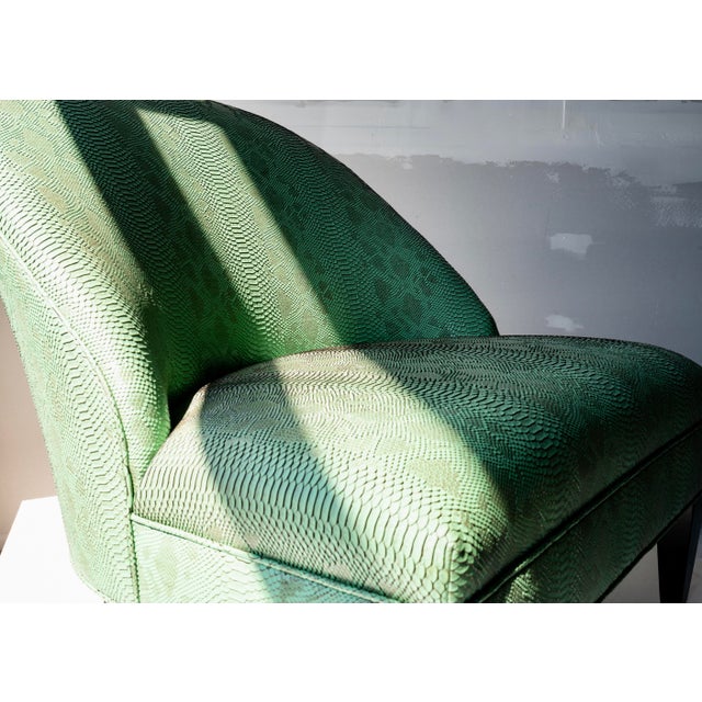 Vintage Round Back Green Upholstered Chair For Sale - Image 11 of 13