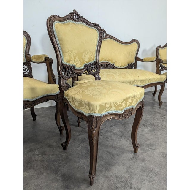 Napoleon III Walnut Living Room Set, Set of 5 For Sale - Image 5 of 11