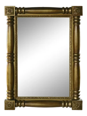 Antique American Empire Column and Rosette Giltwood Wall Mirror