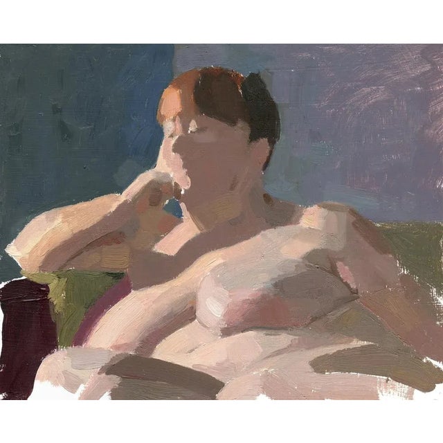 This original oil painting is an impressionistic, abstracted sketch of female nude figure. Created with live model during...