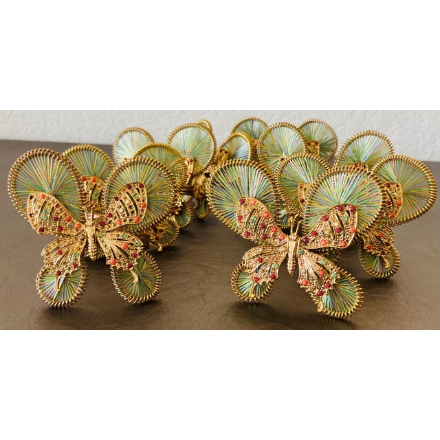Art Nouveau Artfully Chic Late 20th-Century Butterfly-Shaped Napkin Rings - Set of 8 For Sale - Image 3 of 18