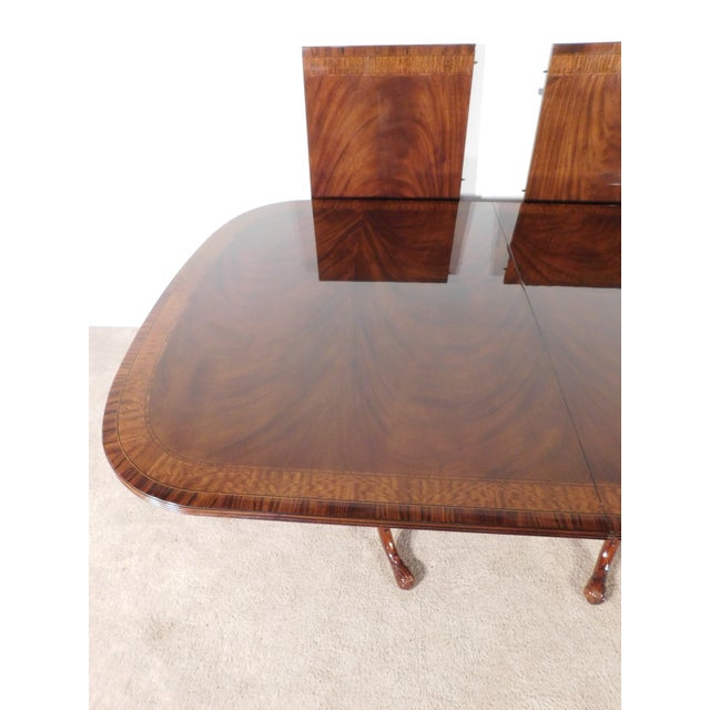 Drexel 18th Century Collection Ball & Claw Inlaid Banded Dining Table W Two Leaves For Sale - Image 16 of 17