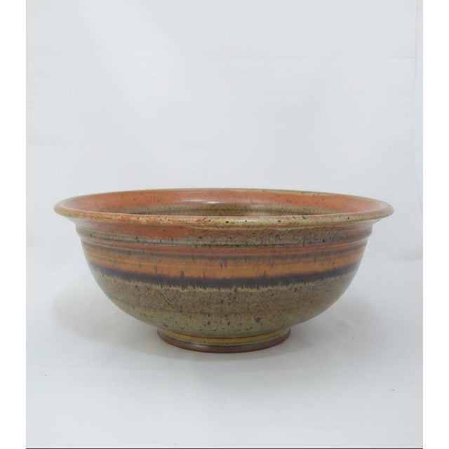 Incredibly well made and beautiful Wally Schwab studio extra large pottery mixing or serving bowl. Schwab is a prominent...