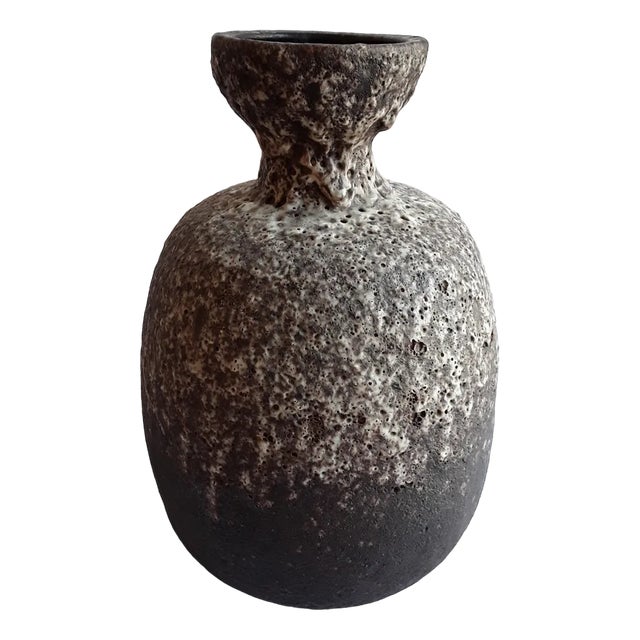Vintage Ceramic Vase in the style of Fat Lava in Beige-Brown, 1970s For Sale