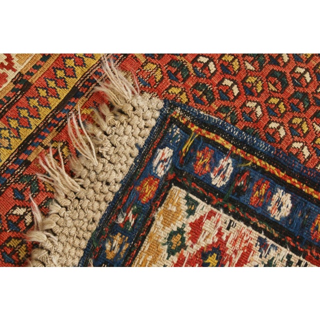 19th-Century Antique Soumak Rug Gometric Burnt Red and Beige All Over Pattern For Sale In New York - Image 6 of 6