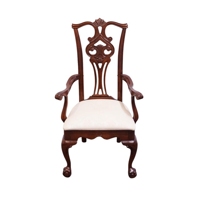 Chippendale American Drew Traditional Chippendale Style Solid Cherry Dining Arm Chair For Sale - Image 3 of 8