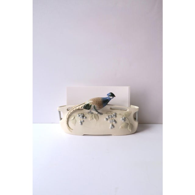 Art Nouveau Peacock or Pheasant Bird Desk Letter Mail Holder For Sale - Image 3 of 12