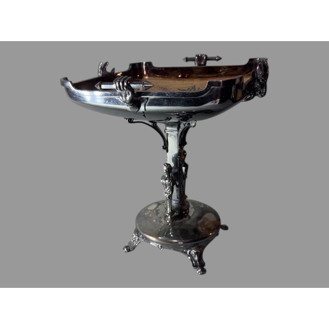 Antique Victorian Figural Silverplate Compote Serving Bowl Basket In very good original condition showing some typical...