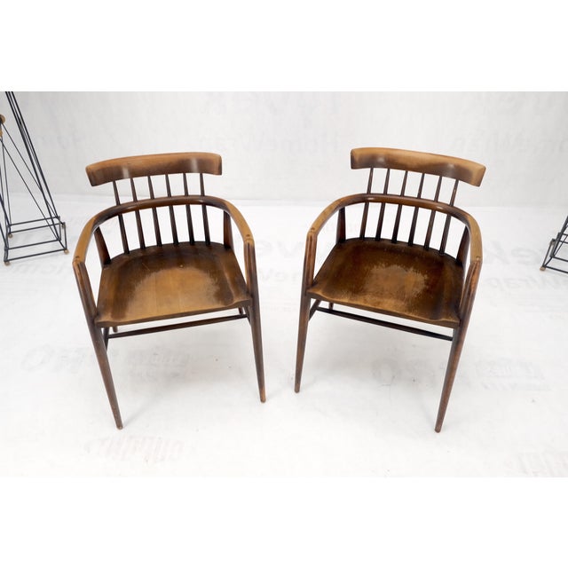 Pair of Paul McCobb Solid Birch Round Back Barrel Shape Arm Chairs For Sale - Image 6 of 17