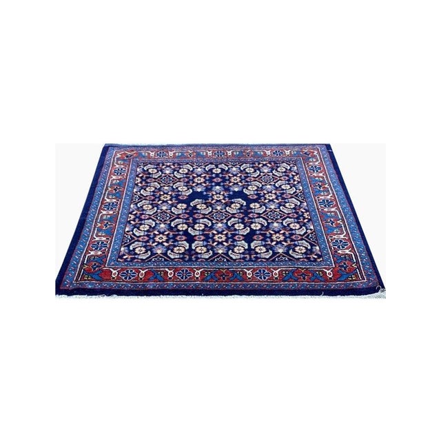 Exact Size: 2'0" x 2'4" Color: Blue Age: Old Materials: Wool Construction: Hand Knotted
