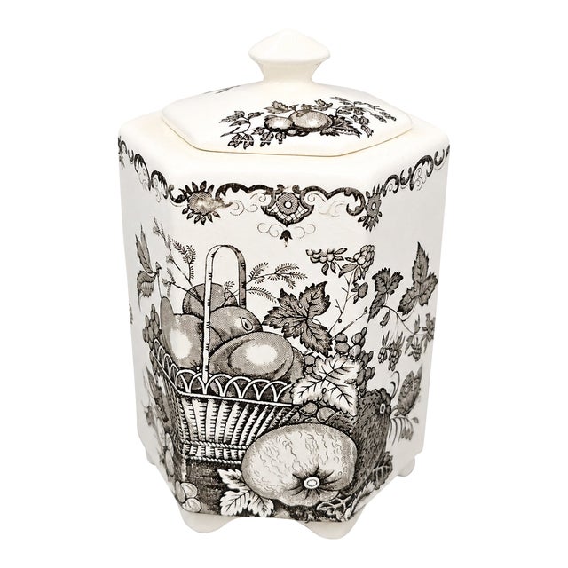 Vintage MCM Mason's Ironstone Floral Lidded Ginger Jar For Sale