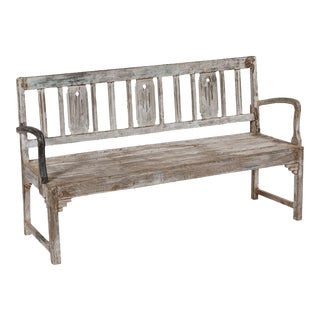 Vintage Indian Art Deco Style Painted Bench For Sale