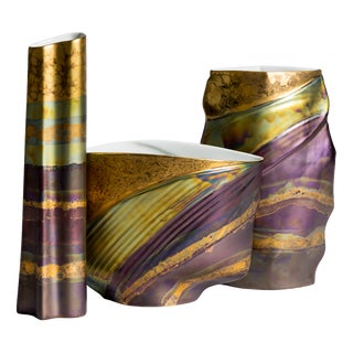Eosin Porcelain Vase Trio by Johan Van Loon and Helmut Drexler for Rosenthal, 1990s, Set of 3 For Sale