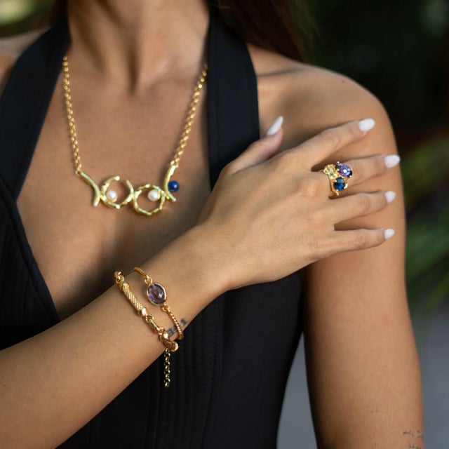 Amethyst Mystic Amethyst Glow Gold Adjustable Bracelet For Sale - Image 8 of 11