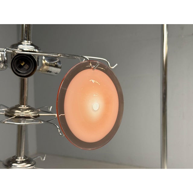 Glass Mid-Century Modern, Bright Pink Murano Glass, Chrome, Pendant Light, 1960s For Sale - Image 7 of 9
