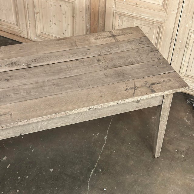18th Century Grand Rustic Country French Stripped Sycamore Farm Table For Sale - Image 18 of 18