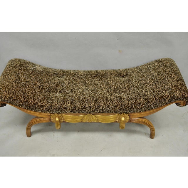 Vintage Italian Hollywood Regency Style Leopard Print Upholstered Window Bench For Sale In Philadelphia - Image 6 of 11