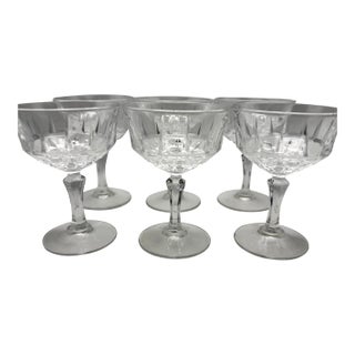 1970s Cristal D’Arques St Germain Crystal Coupe Glasses 9cl Includes Original Box France - Set of 6 For Sale