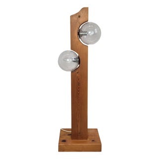 Mid-Century Pine and Glass Floor Lamp from Temde, 1960s For Sale