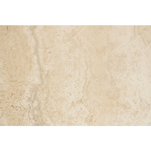 Late 20th Century Post Modern Cantilevered Glass & Travertine Side Table For Sale - Image 12 of 12