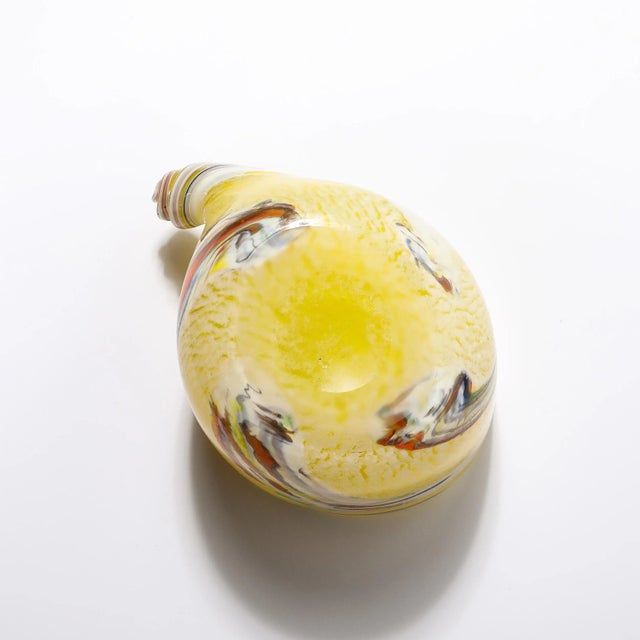 Mid-Century Modernist Hand-Blown Murano Glass Shell Form Bowl in Lemon Yellow For Sale - Image 11 of 11