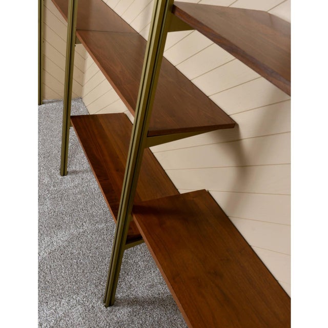 George Nelson Mid-Century Modern Tension Pole Omni Wall Shelving Unit Emerald Gold For Sale - Image 9 of 18