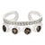 Rare Open Cuff Smoky Topaz Ring With Dazzling Zircons, Size 7 For Sale