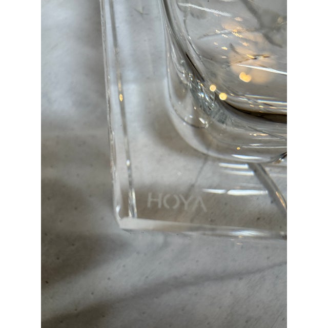 2000 - 2009 Hoya Purple Dew Iris Relief Crystal Vase With Box For Sale - Image 5 of 12