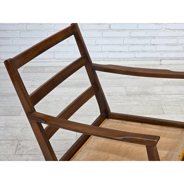 1960s Danish Armchair in Furniture Wool and Beech Wood, 1960s For Sale - Image 5 of 18