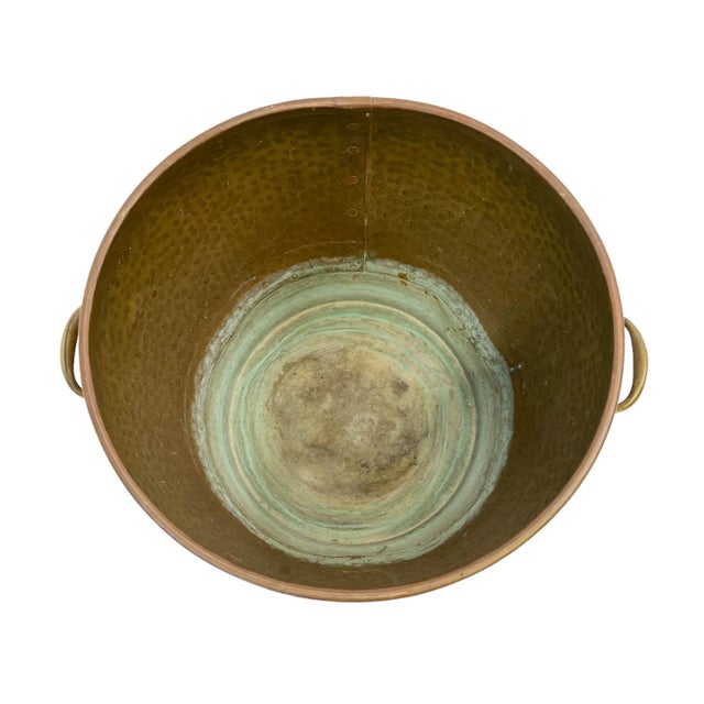 Late 19th Century Antique 19th Century Hammered Brass Jardinière / Log Holder With Claw Feet For Sale - Image 5 of 12