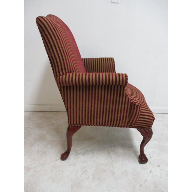 Textile 1980s Oskar Huber Fire Side Ball Claw Living Room Armchair Chippendale B For Sale - Image 7 of 10