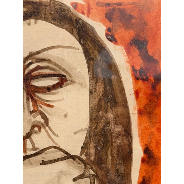 1970s Migneco, Female Figure, 1970s, Ink on Canvas, Framed For Sale - Image 5 of 8